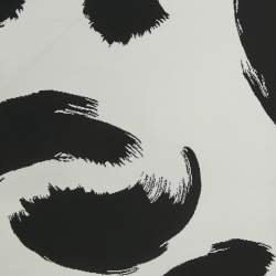 Pre Owned Celine White/Black Jacquard Stretch Knit Mini Dress S