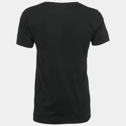 Pre Owned Celine Black Logo Print Cotton Crewneck T-Shirt S