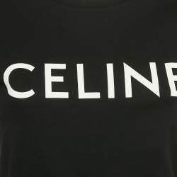 Pre Owned Celine Black Logo Print Cotton Crewneck T-Shirt S