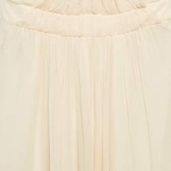 Pre Owned Celine Beige Silk Gathered Mini Dress M