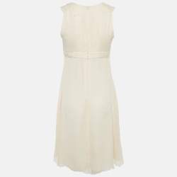 Pre Owned Celine Beige Silk Gathered Mini Dress M