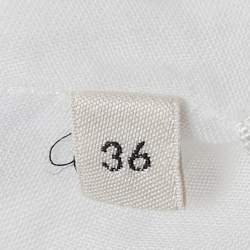 Pre Owned Celine White Cotton Floral Eyelet Frill Detail Midi Dress S