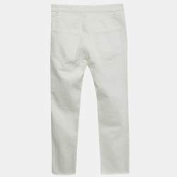 مملوكة مسبقًا Celine White Denim Raw Edge Hem Jeans S Waist 25"