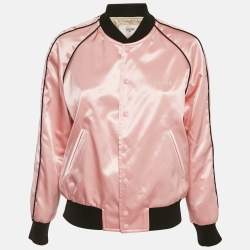 Pre Owned Celine Pink Sateen Contrast Trim Detail Bomber Jacket S