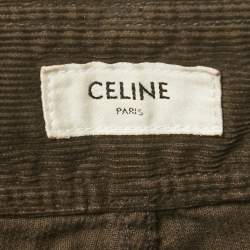 Pre Owned Celine Green Triomphe Detail Corduroy Jeans S/Waist 25"