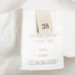 Pre Owned Celine White Cotton Structured Midi Skirt M
