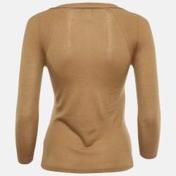 Pre Owned Celine Brown Cashmere V-Neck Sweater S