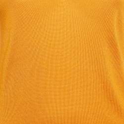 Pre Owned Celine Orange Cashmere Knit V-Neck Sweater M