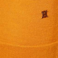 Pre Owned Celine Orange Cashmere Knit V-Neck Sweater M