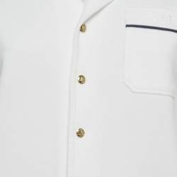 Pre Owned Celine White Cotton Button Front Short Sleeve Shirt S