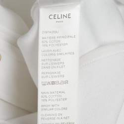 Pre Owned Celine White Cotton Button Front Short Sleeve Shirt S