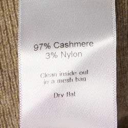 Pre Owned Celine Tan Brown Logo Embroidered Cashmere Cardigan S