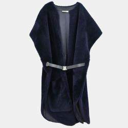 Pre Owned Celine Sleeveless Long Vest Jacket Navy #S