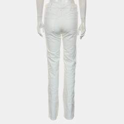 Pre Owned Celine White Cotton Triomphe Straight Jeans