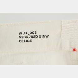 Pre Owned Celine White Cotton Triomphe Straight Jeans