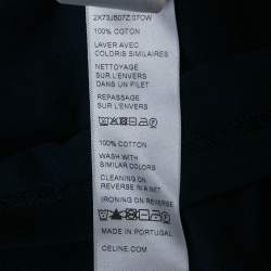 Pre Owned توب سيلين قطن مطرز بشعار أزرق بحري بدون أكمام صغير