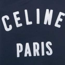 Pre Owned توب سيلين قطن مطرز بشعار أزرق بحري بدون أكمام صغير