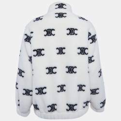 مملوكة مسبقًا Celine White Triomphe Monogram Fleece Jacket XS