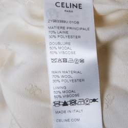 مملوكة مسبقًا Celine White Triomphe Monogram Fleece Jacket XS