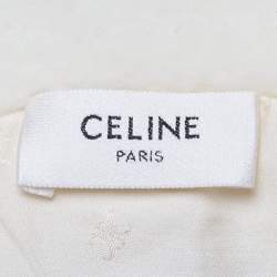 مملوكة مسبقًا Celine White Triomphe Monogram Fleece Jacket XS