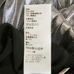 مملوكة مسبقًا Celine Silver Lamé Plisse Midi Skirt M