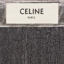مملوكة مسبقًا Celine Silver Lamé Plisse Midi Skirt M