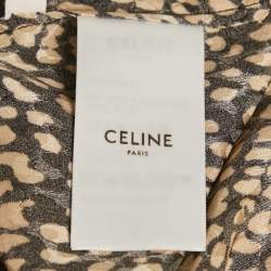 Pre Owned قميص سيلين حرير بطبعة النمر بني بأكمام قصيرة مقاس متوسط - ميديام