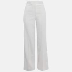 Pre Owned بنطلون واسع الساق قماش جباردين أبيض سيلين مقاس متوسط (ميديوم)