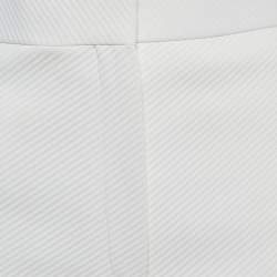 Pre Owned بنطلون واسع الساق قماش جباردين أبيض سيلين مقاس متوسط (ميديوم)