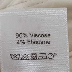 Pre Owned بنطلون واسع الساق قماش جباردين أبيض سيلين مقاس متوسط (ميديوم)