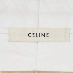 Pre Owned بن طلون واسع الساق قماش جباردين أبيض سيلين مقاس متوسط (ميديوم)