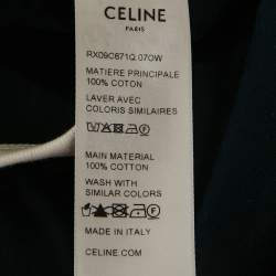 Pre Owned Celine Navy Blue Blason 70's Printed Cotton Knit T-Shirt L