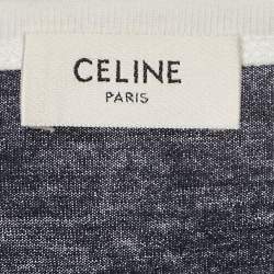 Pre Owned Celine Navy Blue Blason 70's Printed Cotton Knit T-Shirt L