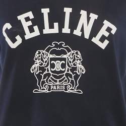 Pre Owned Celine Navy Blue Blason 70's Printed Cotton Knit T-Shirt L