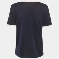 Pre Owned Celine Navy Blue Blason 70's Printed Cotton Knit T-Shirt L