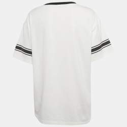 Pre Owned Celine White Logo Print Triomphe T-Shirt L