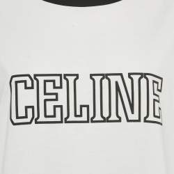 Pre Owned Celine White Logo Print Triomphe T-Shirt L