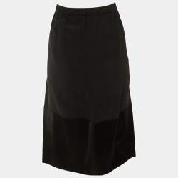 Pre Owned تنورة سيلين كريب أسود مغطاة متوسطة الطول بمقاس متوسط - ميديوم