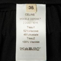 Pre Owned تنورة سيلين كريب أسود مغط�اة متوسطة الطول بمقاس متوسط - ميديوم