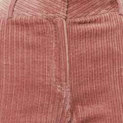 Pre Owned بنطلون سيلين فيلفت وردي أرجل واسعة مقاس وسط (ميديم)