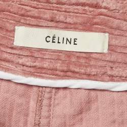 Pre Owned بنطلون سيلين فيلفت وردي أرجل واسعة مقاس وسط (ميديم)