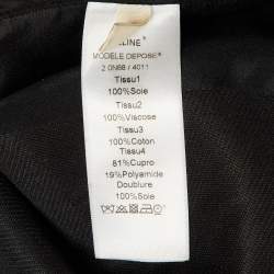 Pre Owned توب سيلين حرير أسود طيات تفاصيل الظهر عالي منخفض متوسط