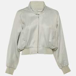 مملوكة مسبقًا Celine Grey Acetate Blend Cocoon Aviator Bomber Jacket M