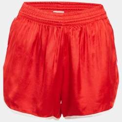 Pre Owned Celine Red Satin Sports Shorts S