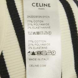 Pre Owned توب سيلين مخطط أبيض/أسود ريب نيت توب كروب مقاس صغير (سمول)