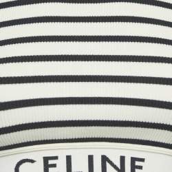 Pre Owned توب سيلين مخطط أبيض/أسود ريب نيت توب كروب مقاس صغير (سمول)