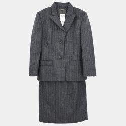 مملوكة مسبقًا Celine Setup Suit Jacket Skirt Gray 35319/567/Tanin Jc #38