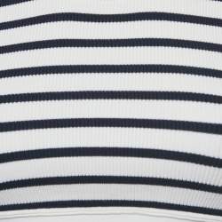 مملوكة مسبقًا توب سيلين قصير مضلع محاك مخطط أبيض صغير