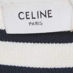 مملوكة مسبقًا توب سيلين قصير مضلع محاك مخطط أبيض صغير