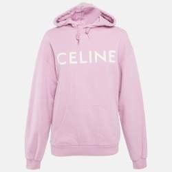 مملوكة مسبقًا Celine Pink Logo Print Cotton Hoodie S